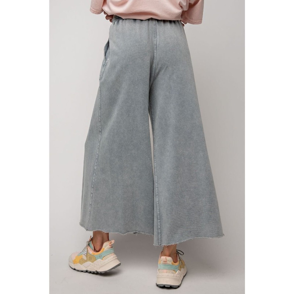 Washed Terry Knit - Wide Pants - Teal - Picture 2 of 8